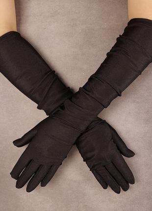 Довгі рукавички до ліктя (універсальний розмір) чорний