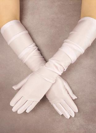 Довгі рукавички до ліктя (універсальний розмір) білий