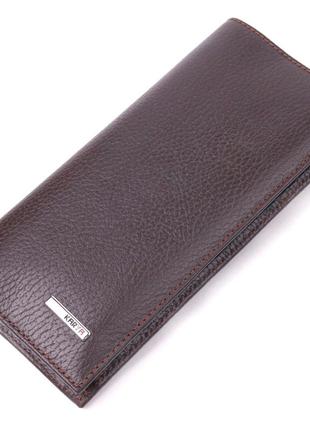 Чудовий вертикальний чоловічий гаманець із натуральної зернистої шкіри karya 21437 коричневий
