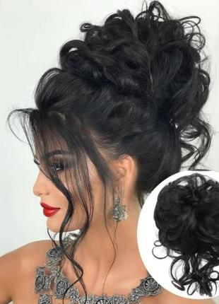 Новый, объёмный,вьющийся шиньон-резинка,пучок для быстрой укладки причёски 239 грн