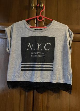 Топ сірий з низу кружева