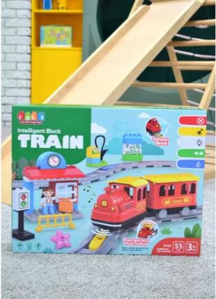 Дитяча залізниця-конструктор, 48 см 55 деталей, підсвітки, звук, у коробці3 фото