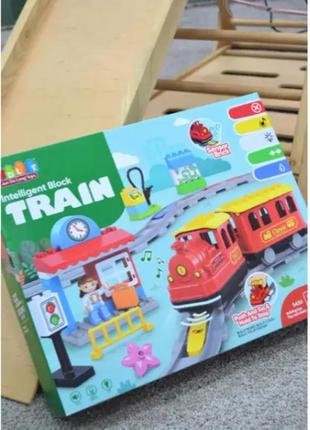 Дитяча залізниця-конструктор, 48 см 55 деталей, підсвітки, звук, у коробці4 фото