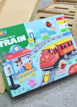Дитяча залізниця-конструктор, 48 см 55 деталей, підсвітки, звук, у коробці2 фото