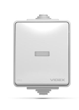 Выключатель ip65 одноклавишный с подсветкой серый videx binera