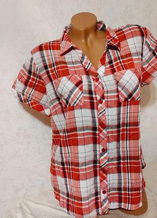 Женская летняя рубашка, женская сорочка, рубашка в клетку, яркая сорочка в клеточку