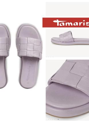 Tamaris нижняя фирменные удобные шлепанцы мюли сандалии натуральная кожа 38р.