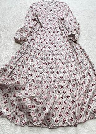 Многоярусное платье zara с блочным принтом, индийский хлопок по всей поверхности