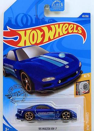 Машинка hot wheels - '95 mazda rx-7 - 2020 turbo (#043) blue - ghf76