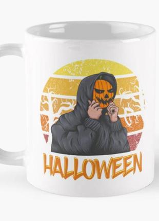 Чашка керамічна кружка з принтом halloween хеллоуїн біла 330 мл