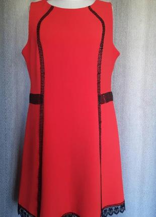Яскрава жіноча сукня papaya літнє червоне плаття з мереживом.