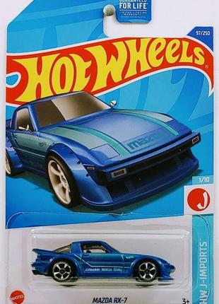 Машинка hot wheels - mazda rx-7 - 2022 j-imports (#097) blue - hcv76