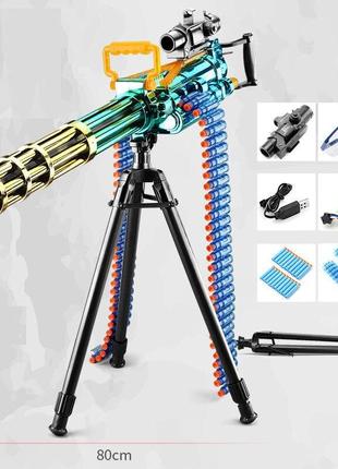 Уцінка іграшковий багатоствольний кулемет m134 мініган скорострільний бластер + мішень  у подарунок
