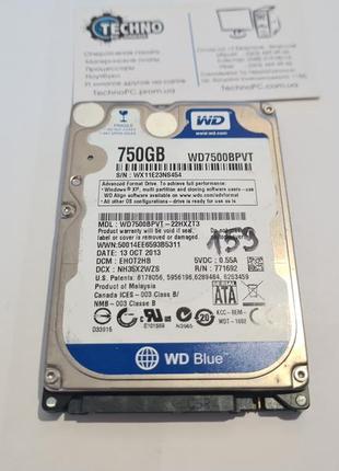 Не робочий жорсткий диск на запчастини 750 gb western digital wd7500bpvt hdd для ноутбука 2.5 no159