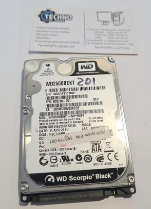 Не робочий жорсткий диск на запчастини 250 gb western digital wd2500bekt hdd для ноутбука 2.5 no201