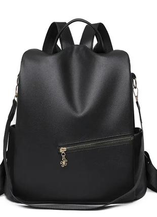 Жіночий рюкзак сумка brand david polo чорний шкіряний 13 літрів