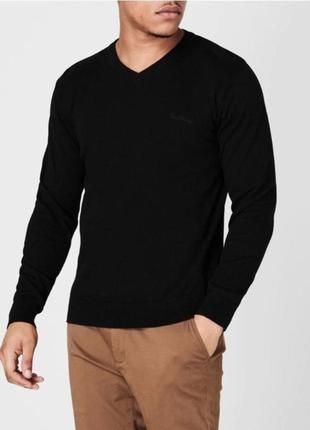 Calvin klein базовый свитер шерсть мериноса/ черный пуловер джемпер
