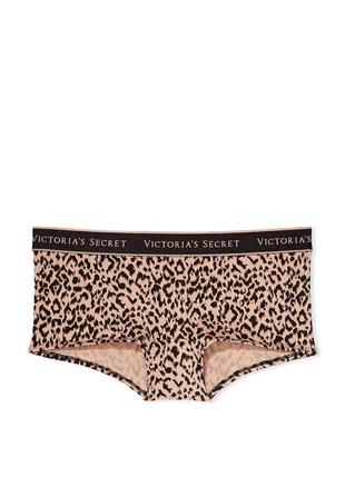 Трусики шортики леопардові victoria's secret logo cotton shortie panty camo leopard