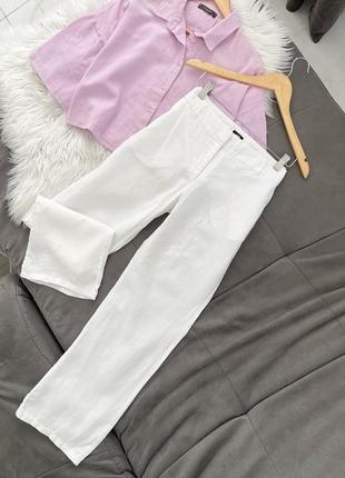 Льняні білі брюки h&m