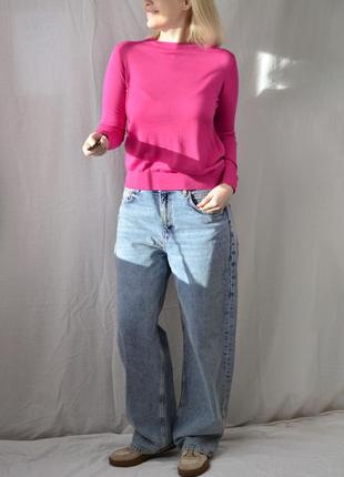 8361\70 тонкий розовый свитер из мериноса m&amp;s l