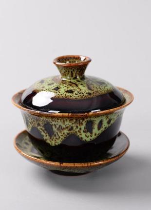 Гайвань цзыша зелёный ёмкость 150 мл. посуда для чайной церемонии используется в китайской чайной традиции