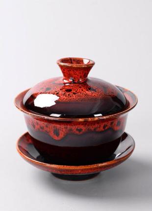 Гайвань цзишу червоний ємність 150 мл. посуд для чайної церемонії використовується в китайській чайній традиції