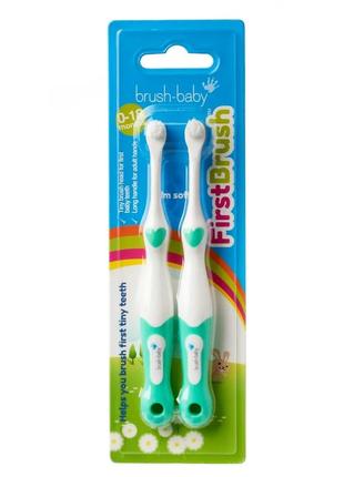 Зубна щітка від 0 до 18 місяців first brush (2 шт) - teal, (brush-baby)
