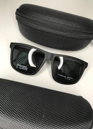 Мужские солнцезащитные очки porsche черные матовые поляризованные порше polarized квадратные антиблик