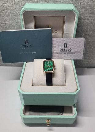 Жіночий годинник oblvlo paris green/gold sapphire нові