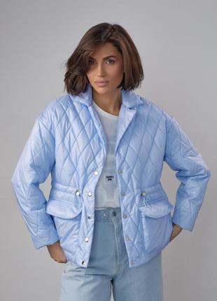 Демисезонная куртка стеганая на кнопках - голубой цвет, xl (есть размеры)