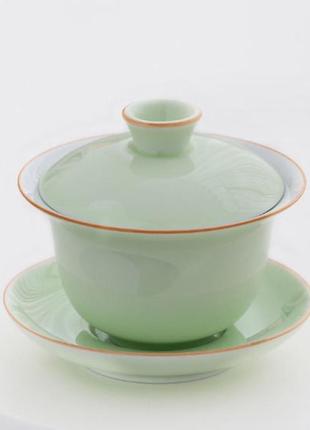 Гайвань салатовий туман ємність 150 мл. посуд для чайної церемонії використовується в китайській чайній традиції