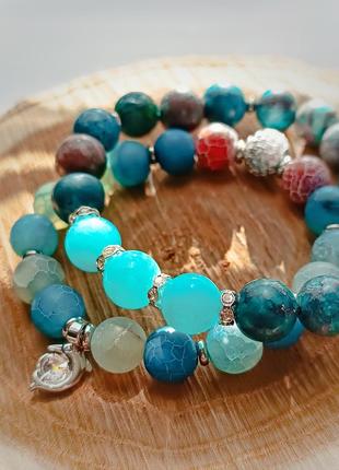 Браслети із агату та аквамарину