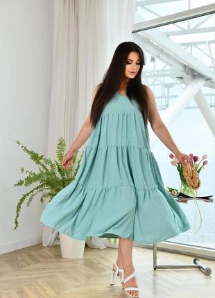 Батальна ярусна сукня сарафан ♥️ 50-56р. 6 колірів