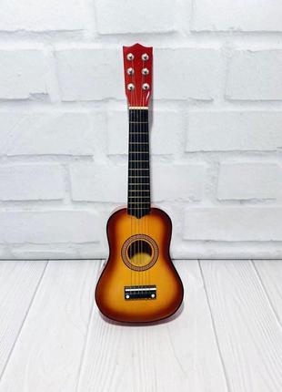 Гітара дитяча m 1369 дерево помаранчева, 58 см, 6 струн, запасна струна, медіатор