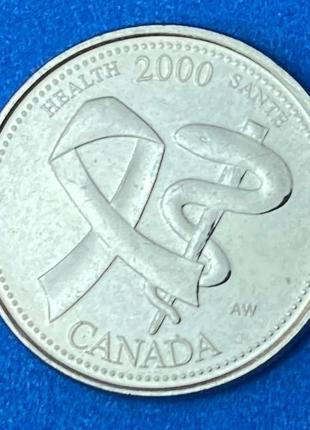 Монета канады 25 центов 2000 г. здоровье