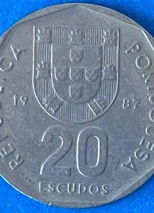 Монета португалії 20 эскудо 1986-88 рр