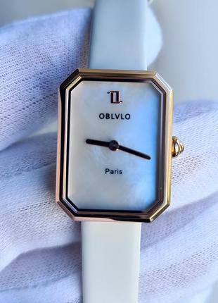 Жіночий годинник oblvlo paris white/gold sapphire нові