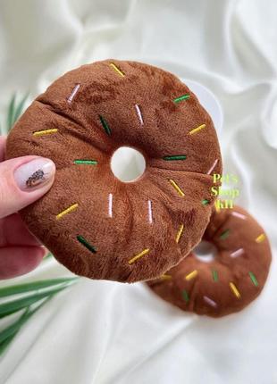 Игрушка для собак с пищалкой пончик donut коричневый