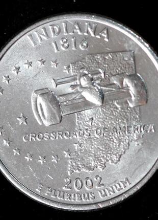 Монета сша 25 центов 2002 г. индиана