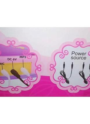 Детское пианино-синтезатор 6618 на ножках со стульчиком (розовое) от батареек и сети, mp36 фото