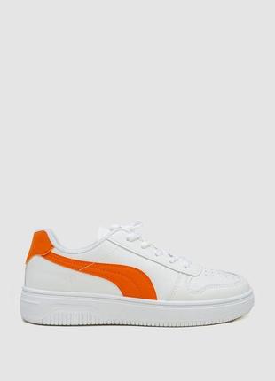 Кеди жіночі на шнурках, колір біло-помаранчевий, 248r151-22