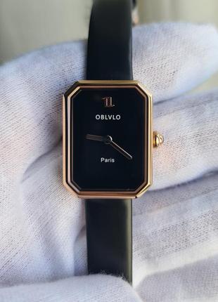 Жіночий годинник oblvlo paris black/gold sapphire нові