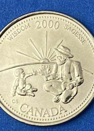 Монета канады 25 центов 2000 г. мудрость