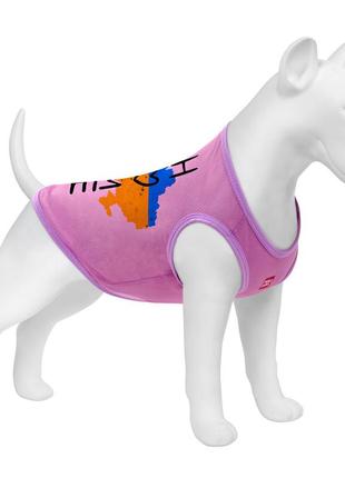Майка для собак waudog clothes малюнок "дім", сітка, xs, b 26-29 см, c 16-19 см рожевий