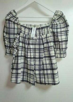 Трендовая блуза на резиночках с объемными рукавами 14/48-50 размера