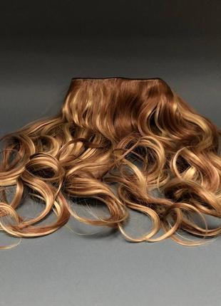 Волосся світло-каштанове мікс із вибіленими пасмами 45 см