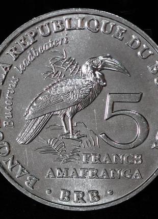 Монета бурунді 5гладінів 2014 г.