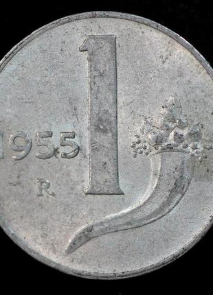 Монета италии 1 лира 1951-55 гг.