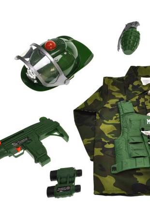 Дитячий військовий набір із жилетом, автоматом, гранатою та каскою, ніж, бінокдь 012