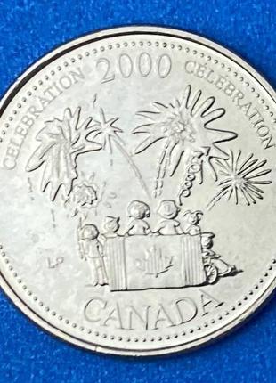 Монета канады 25 центов 2000 г. праздник